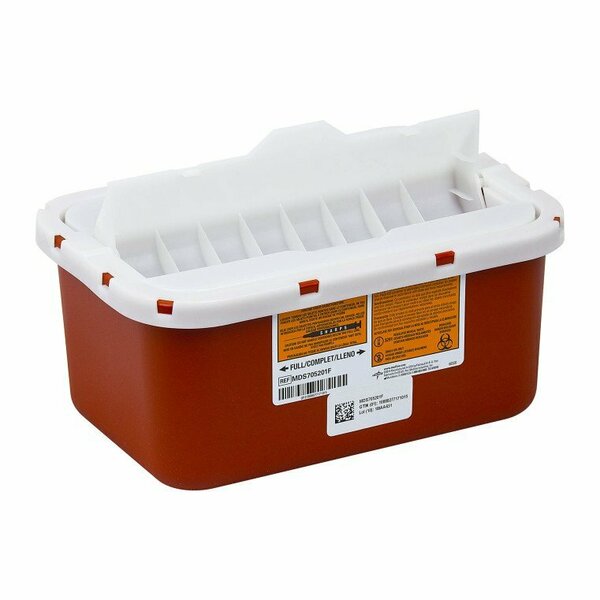 Medline Sharps Container, 1 Gallon, Wall-Mounted, With Flab, Red, 32PK MDS705201